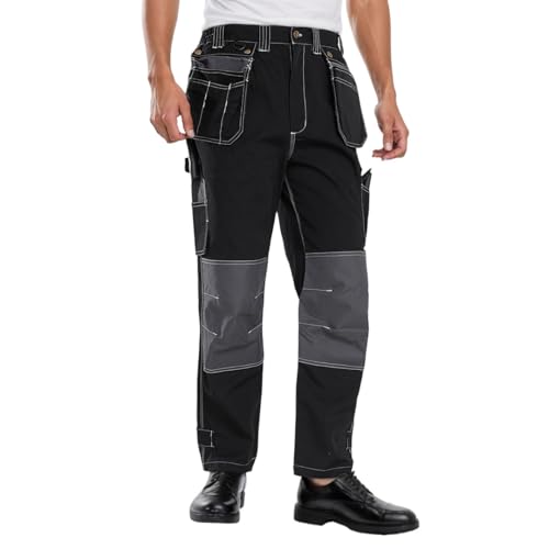 Pantalon cargo d'été pour homme style décontracté couleur unie avec poches