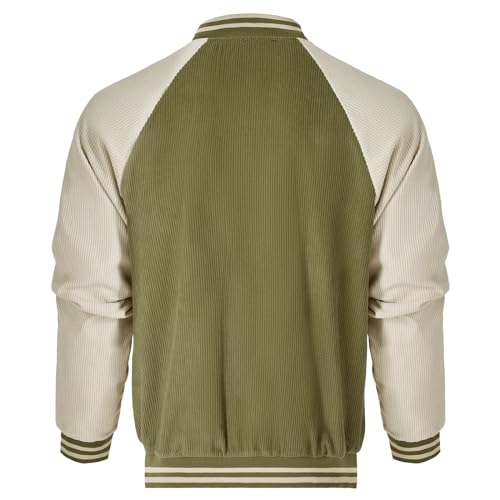 Image of Men's Varsity Jacket Casual Baseball Bomber Jackets Buckle Style Relax Fit