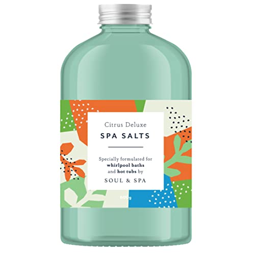Citrus Deluxe Spa Salts for Hot Tub and Jetted Bath - 600gr Scented Aromatherapy Natural Vegan Sea Salt Crystals Detox Relaxing