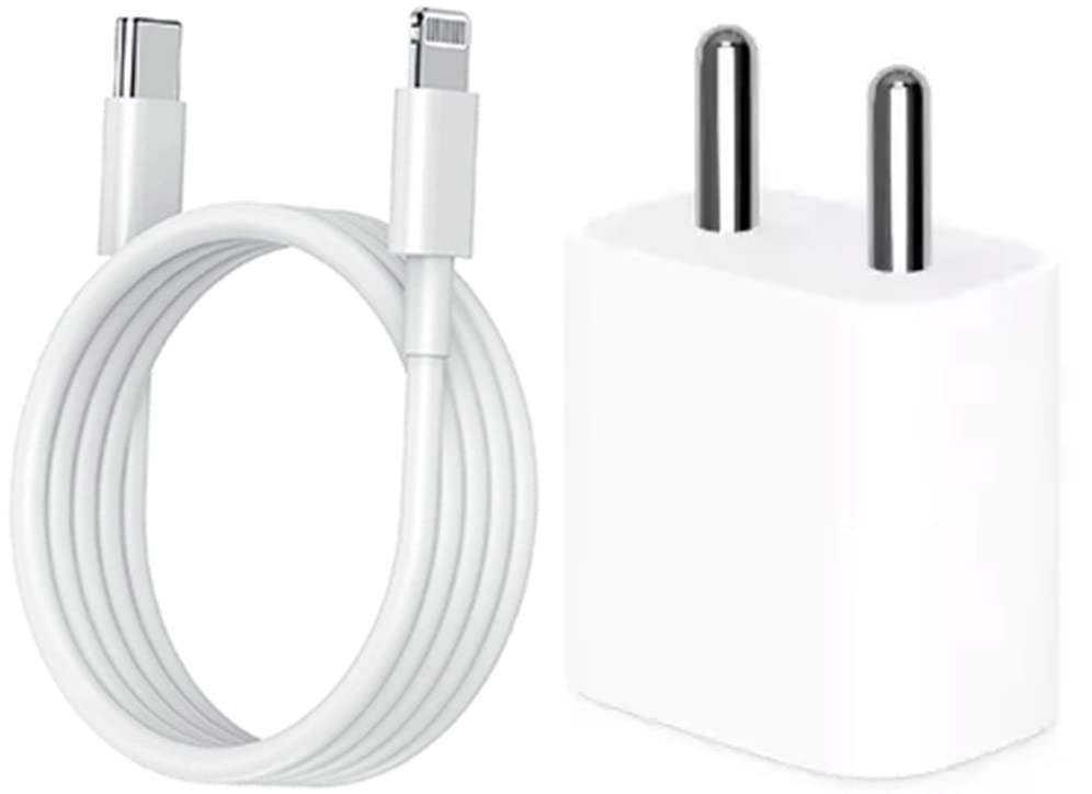 Image of 20 W Original Adapter Charger Compatible with iPhone 14 /14 Plus Pro Max /13 Pro Max /13 Mini /11 /12 /X Series Pd Fast Type C Charger Adapter with Charging Data Cable with 6 Months Warranty-Adapter+Cable