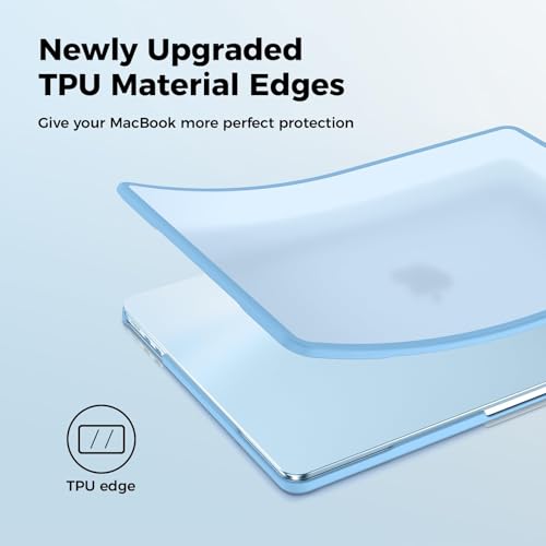 Image of BlueSwan Hard Shell Case Compatible for Apple Macbook Air 13 inch M5 2026 2025 2024 2022 M4 M3 M2,A3449 A3240 A3113 A2681,13.6 Matte TPU Frame Anti-fingerprint Laptop Protective Cover-Frosted Sky Blue