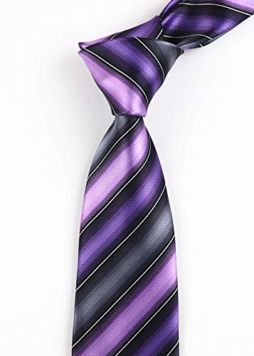 Image of Elfeves Men's Modern Striped Patterned Formal Ties College Daily Woven Neckties