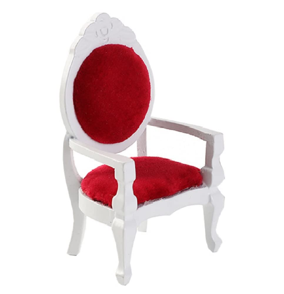 CuteminiMini Furniture for Dolls Upholstered Armchair Dollhouse Accessories Retro Vintage Wooden Carved Armchair for Living Room, Bedroom and Dining Hall (C)