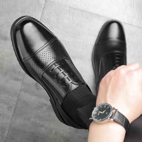 YZABEL Classic Dress Shoes for Men Patent Leather Luxury Groom Wedding Shoes Mid Chunky Heels Formal Dress Loafers Low Top Work Dress Shoes2