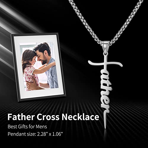Lucktree Father Cross Necklace For Men Father’s Day Gift For Dad From Daughters Son Wife, Dad Birthday Jewelry Necklace For First Father In Law Step Dad New Dad Christian Gift (Father-White Gold) #TOP1