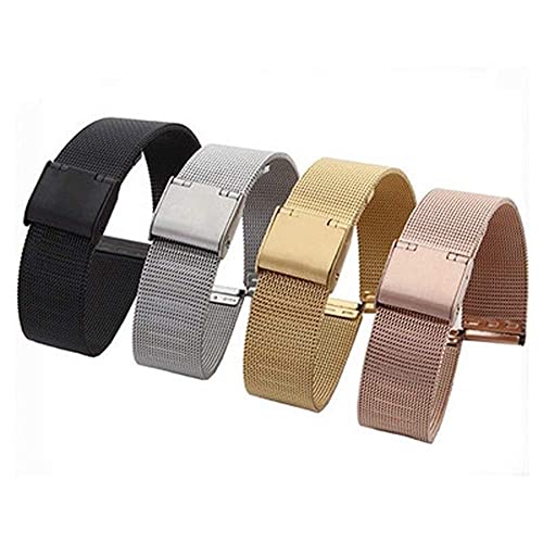 Correa de reloj de repuesto resistente en color negro y oro rosa 20mm 2