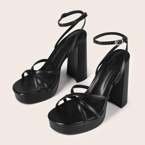 Image of Platform Heels for Women Strappy Chunky Heels Thick High Heel