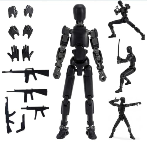 Image of (Do it Yourself) Action Figure Toys,DIY Assembly Dummy 13 Action Figures,Articulated Joints Robot,Gift Idea for Teens & Adults for 14+ (Black, Black)