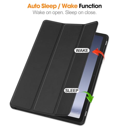 Image of M Cart Cover for Samsung Galaxy Tab A9 Plus 11 inch case, Soft Flexible Flip Case Cover with S Pen Holder for Samsung Galaxy Tab A9+ 11 inch with Auto Sleep Wake (Trifold Black)