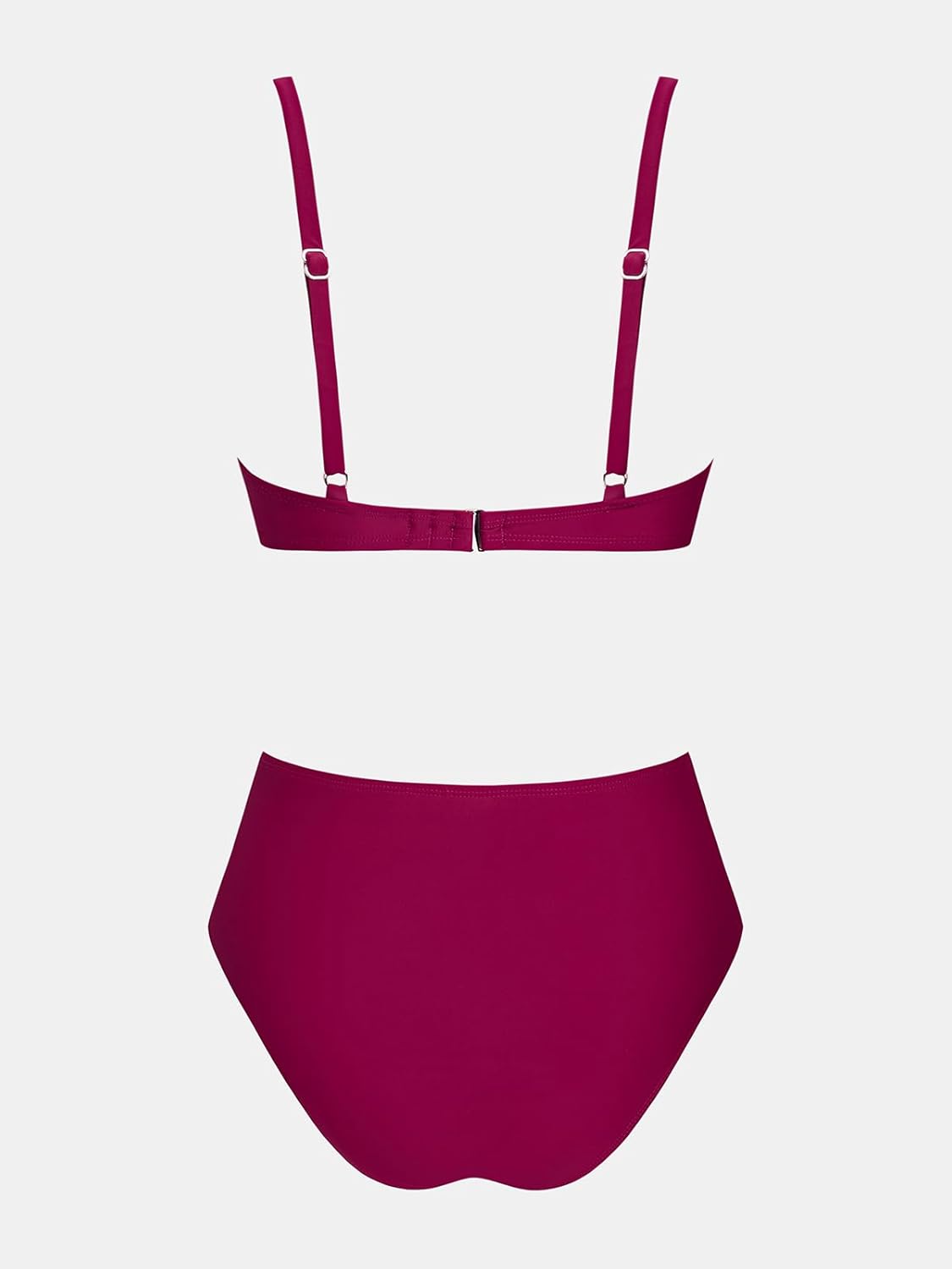 CUPSHE Women's Bikini Sets Two Piece Swimsuit V Neck Cut Out Bathing Suit Mid Rise Back Hook Beading Textured - Image 7