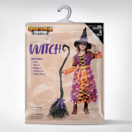 Disfraz de bruja con luces para niñas 3T miniatura 7