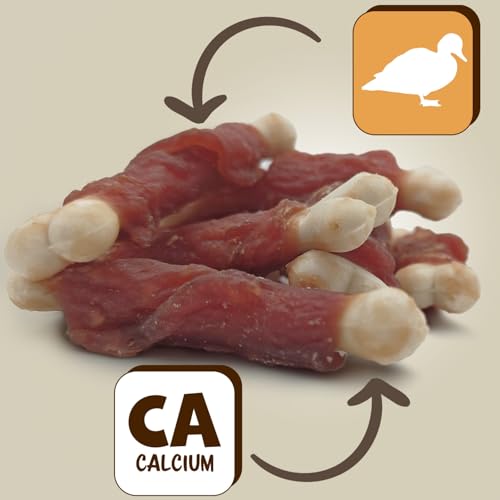 Mersjo Leckerlis Premium - Petto D'anatra Avvolto, Osso Da Masticare Per Cani, Senza Cereali, Essiccato All'aria, 500 G - 7