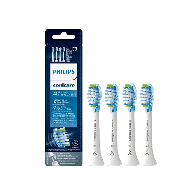 Sonicare Original C3 Premium Plaque Defence Standard Sonic Toothbrush Heads - 4 Pack in White (Model HX9044/17)