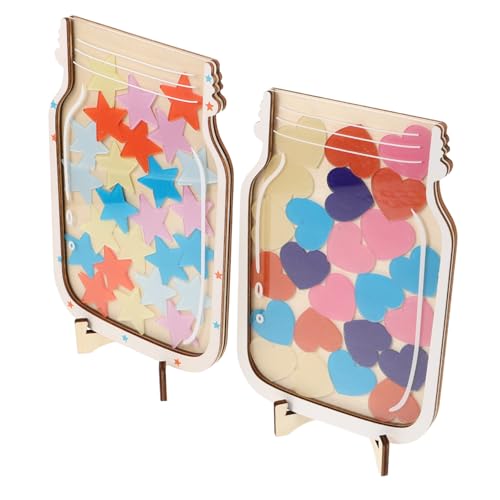 Habit tracker jar lot de 2 pots de motivation en bois et acrylique avec coeurs