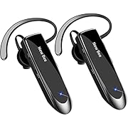 New bee [2 Pack] Bluetooth Earpiece Wireless Handsfree Headset V5.0 24 Hrs Driving Headset with Mic 60 Days Standby Time Headset Case for iPhone Android Samsung Laptop Truck Driver