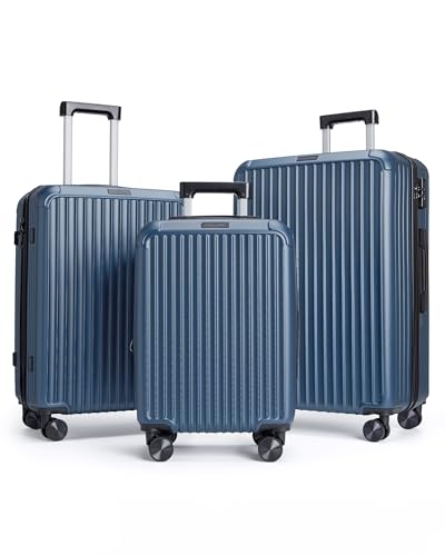 LIGHT FLIGHT Luggage Sets, Durable Hard Shell 3 Piece Set Suitcase with Spinner Wheels, Hardside...