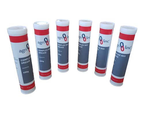 Agri-Linc Red Complex Grease Cartridges, Box of 6 - EP2 Complex Lithium for High Temperature and Pressure - 400g/14oz Cartridge for Grease Gun