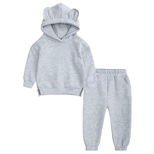 Image of MYGBCPJS Youth 2PCS Jogger Outfits Set Fleece Hooded + Sweatpants Boys Girls Athletic Sweatsuits Pullover Clothes