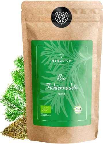 BIO Fichtennadeln - Fichtennadeltee, getrocknete Fichtennadeln aus Wildsammlung - lose 100% Bio und rein - Bio Fichtenadel-Tee | Herzlich Natur (100g) Cover