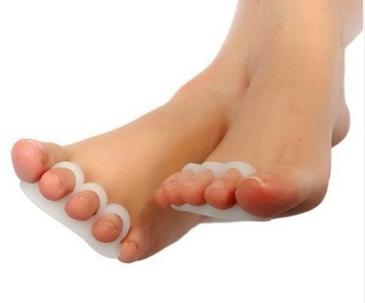 4 Separatori 3 anelli per dita dei piedi, cuscinetti in gel per dita dei piedi a martello in silicone, per sollievo dal dolore per dita a martello, dita sovrapposte,