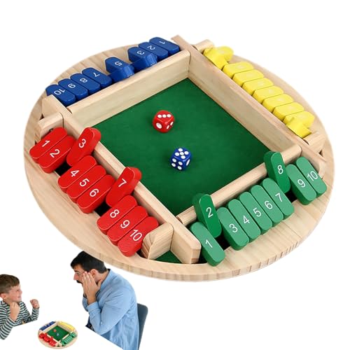 Shut The Box Juego de Mesa, Juegos de matemáticas de Mesa de Tablero de Madera - Juegos de Dados para 2-4 Jugadores - Juego de adición Divertido de Madera, Juegos de Close The Box para Fiestas de