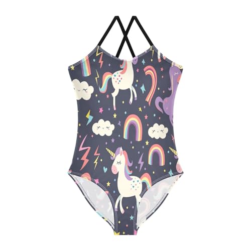 Cute Unicorns Purple Toddler Girls Bathing Suits, Summer Swimsuits Girls, Beach Swimwear