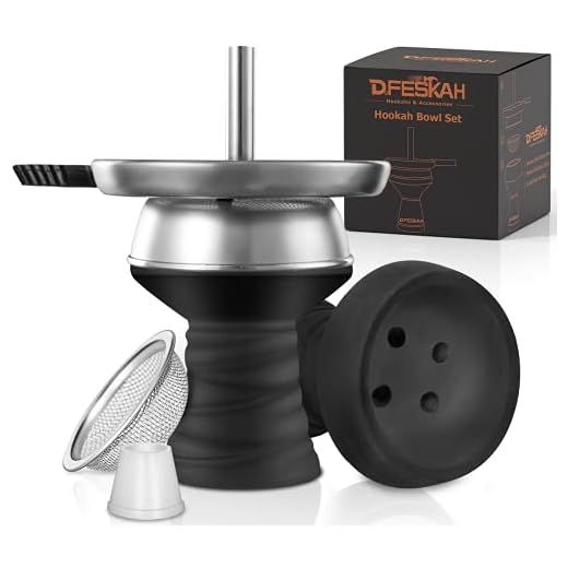 DFESKAH Juego de cazoleta de piedra para shisha, incluye cabezal negro para shisha y chimenea, colador y junta para tabaco, accesorios de calidad prémium para cualquier Hookah