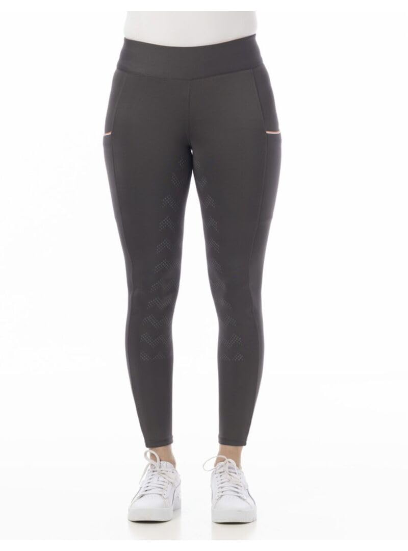 Riding World - Reitleggings für Damen Agadir | Leggings zum Reiten | Reithose mit Silikon-Vollbesatz & breitem Bund | Reiterhose mit 2 Handytaschen | Damen Reitbekleidung in Grau | Größe 38