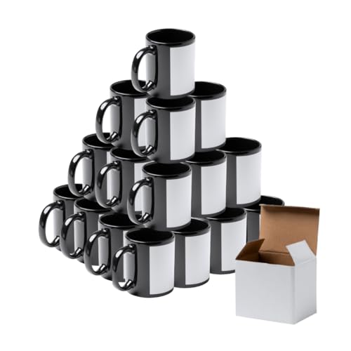 Genérico Tazas de Cerámica Negra para Sublimación, 350 ml, Juego de 36 con Cajas