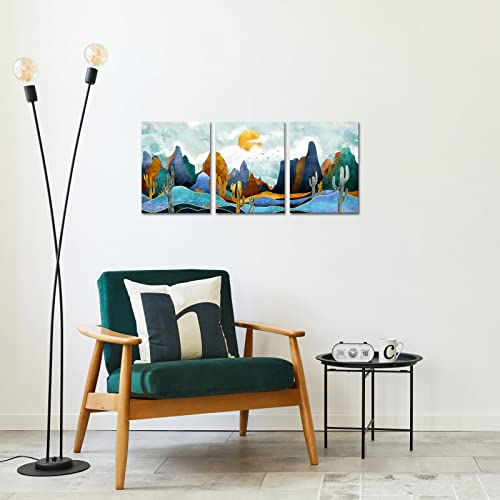 Lovehouse Desert Canvas Print Wall Art Abstract Mountain Cactus Nordic Style Picture Landscape Scenery Home Décor Framed For Living Room Bedroom Bathroom 12X16Inchx3Pcs #TOP3