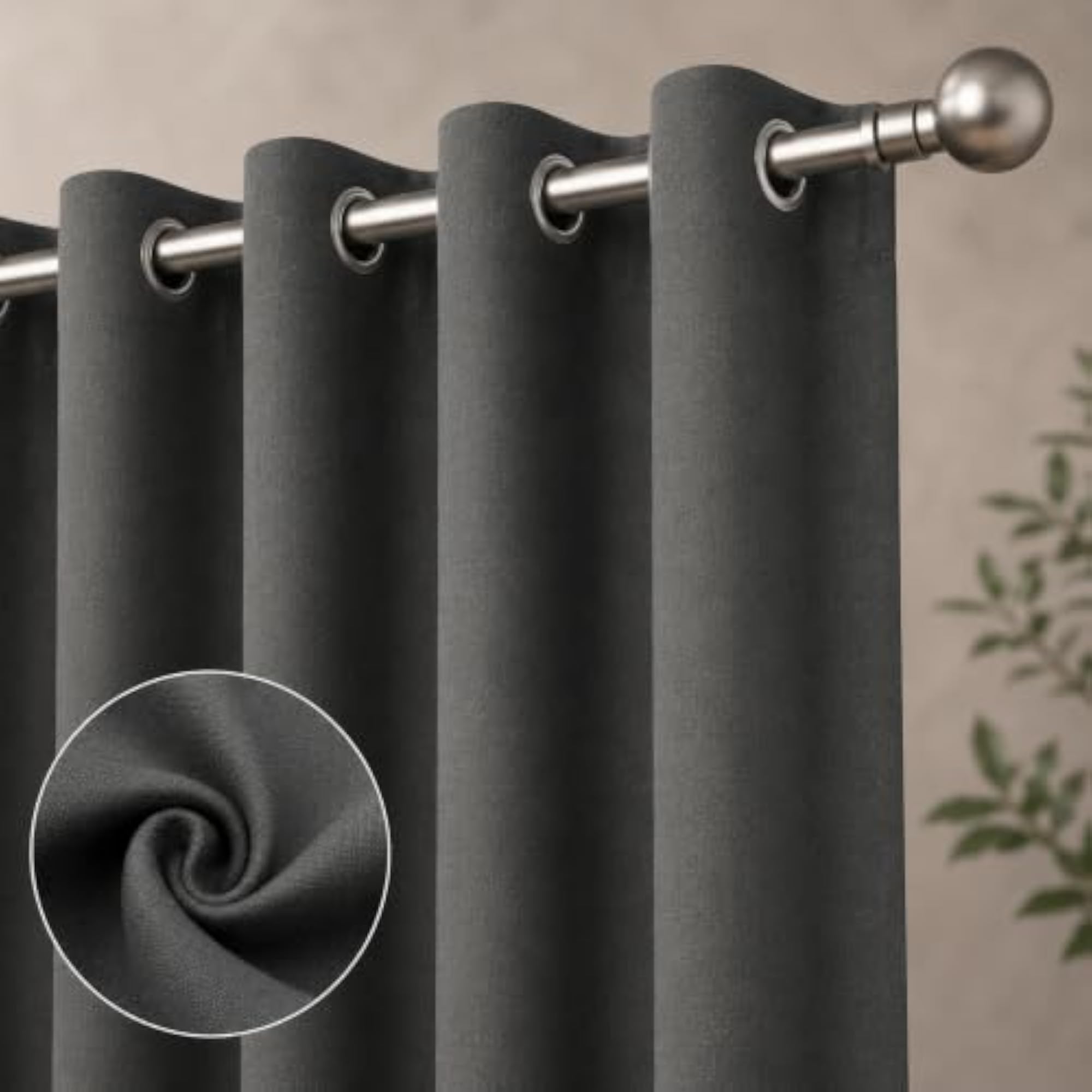 Blackout Door Curtain Room Darkening, Grey