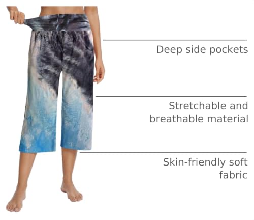 Image of UEU Women's Yoga Capri Pants Loose Soft Drawstring Workout Sweatpants | Comfortable Stretchy Fabric, Casual Lounge Pants, Side Pocket, Workout Travel Daily Wear