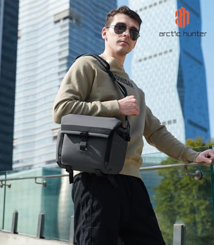 Image of Arctic Hunter Camera Sling Bag for DSLR Cameras and Lens, Shockproof Water Resistant Crossbody Camera Bag with Tripod Holder and iPad Pocket, for Men and Women, Grey