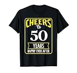 Saluti a 50 anni felici e contenti. Questo è un design per una coppia felice che ama il proprio partner per molto tempo. Il miglior regalo per una coppia sposata felice