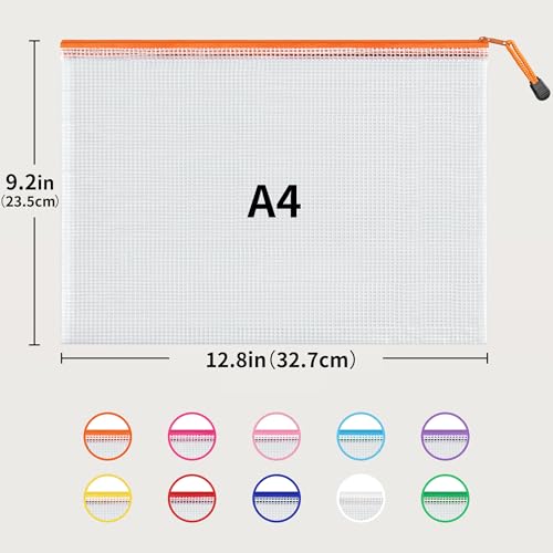 jarlink a4 letter size 24 pack 10 colors zipper mesh document pouch mesh bags for board games amp puzzles waterproof document zipper pouches for office school supplies toys cosmetics travel storage
