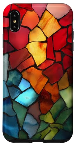 カラフルなステンドグラス レトロ モザイクタイル ヴィンテージ スマホケース iPhone XS Max 用