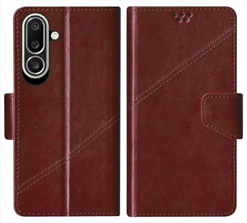 Image of SBMS Flip Cover for Samsung Galaxy M56 5G 6.7 Inch Back Cover Case with Magnatic Closure | Inbuilt Stand | Card & Money Pocket (Coffe Brown)