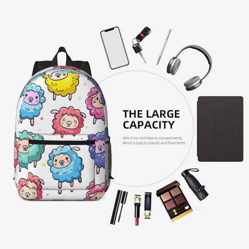 Sac à dos d'école léger et motif moutons colorés confortable