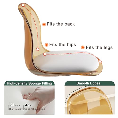 Butacos giratorios de acrílico ajustables para barra, set de 2, con respaldo transparente, diseño moderno para isla de cocina, con patas metálicas y cojín pequeño de poliuretano (verde) miniatura 5