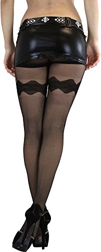 Image of ToBeInStyle Women's Faux Print Suspender Garter Sheers Pantyhose