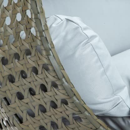 Image of OMANSH Double Seater Swing Chair with Stand & Cushion & Hook Outdoor || Indoor || Balcony || Garden || Living Room (Brown-White)