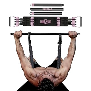 INNSTAR Adjustable Resistance Bands, Heavy Bench Press Device for Men and Women,Portable Exercise Bands for Home Gym Exercise,Fitness Workout,Travel Training (Women|90LB with Bar)