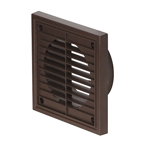 Airflow External Wall Vent Cover – Brown Round Plastic Grille for 125mm / 5" Ducting – Weatherproof Air Outlet – 187mm x 187mm