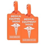 YULEAXIE Medical Equipment Luggage Tags (2-Pack) – TSA Approved Bright Orange & Blue Alert Tags for CPAP Devices, Mobility Equipment & Travel Bags – 4.25