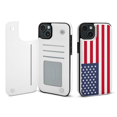 iPhone15Plus用ケース 手帳型 アメリカ国旗 星条旗 アイフォン15Plus用ケース 背面 財布型 スマホケース PUレザー カード収納 スタンド機能 おしゃれ