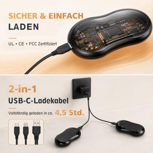 Handwärmer Elektrisch 2er-Set, Handwärmer Aufladbar, Taschenwärmer USB – Ansicht 6