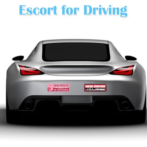 Image of 6Pcs Magnetic Car Stickers for Beginners, Removable Lovely Student Driver Sticker Magnet Supplies for Car, Keep Your Distance Safety Sign Suitable for Novice Drivers & Students