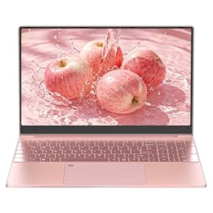Computadora portátil de oro rosa de 15.6 pulgadas, FHD IPS, Celeron N5095, 16G DDR4 RAM 256G SSD, PC empresarial Win 11 Pro preinstalada con teclado retroiluminado/sensor de huellas dactilares/USB 3.0/Mini HDMI (16G+256G)