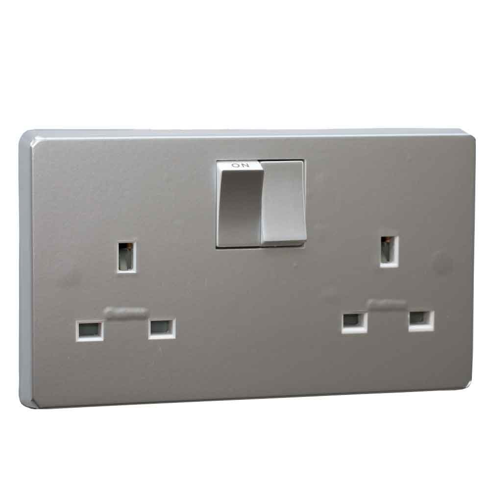 Stika.co Silver Plain Gloss Metallic Power Outlet Socket Sticker [Fits Crabtree 4306]