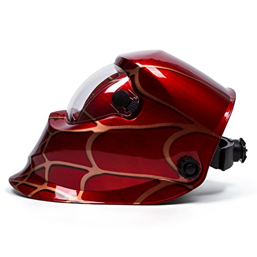 OHMOTOR Automatik Schweißhelm großes Sichtfeld Solar Schweissmaske Automatikhelm für MIG/MAG/TIG/Schleifen/Lichtbogenschweißen/Plasma schneiden-CE/RoHS Zertifiziert (Rote Spinne) - Image 3